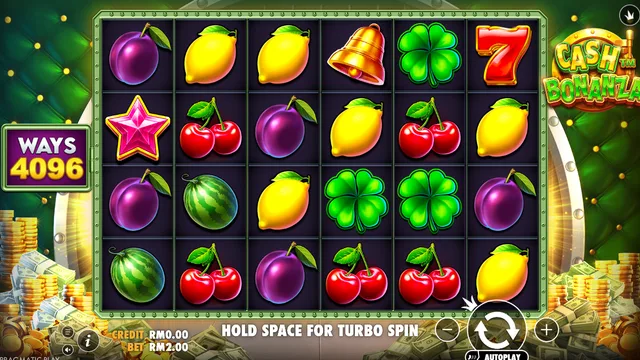 Skrin permainan Cash Bonanza di Pragmatic Play BolehSpin