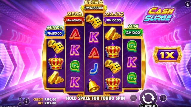 Skrin permainan Cash Surge di Pragmatic Play BolehSpin