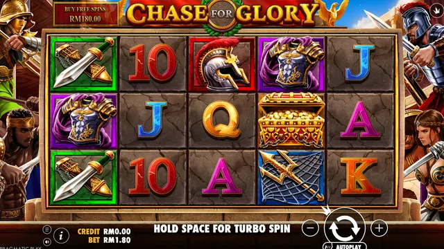Skrin permainan Chase For Glory di Pragmatic Play BolehSpin