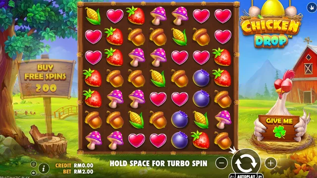 Skrin permainan Chicken Drop di Pragmatic Play BolehSpin