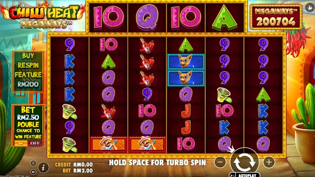 Skrin permainan Chilli Heat Megaways di Pragmatic Play BolehSpin