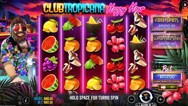 Skrin permainan Club Tropicana - Happy Hour di Pragmatic Play BolehSpin