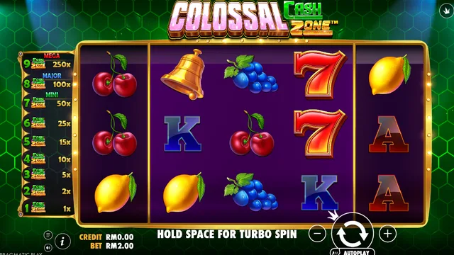 Skrin permainan Colossal Cash Zone di Pragmatic Play BolehSpin