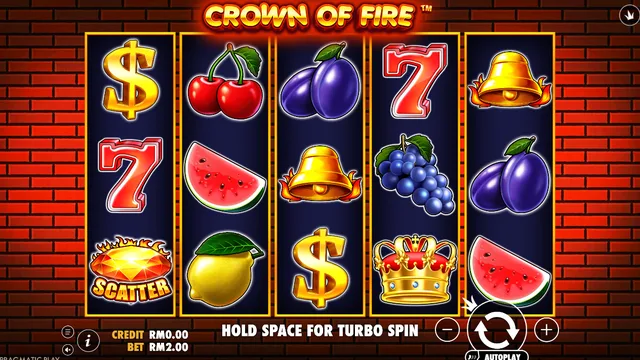 Skrin permainan Crown of Fire di Pragmatic Play BolehSpin