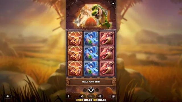 Skrin permainan Dino Drop di Pragmatic Play BolehSpin