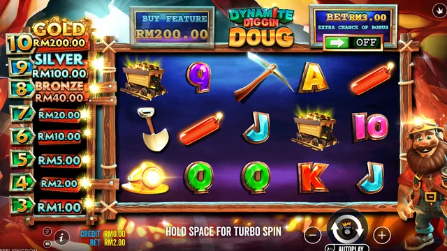 Skrin permainan Dynamite Diggin Doug di Pragmatic Play BolehSpin