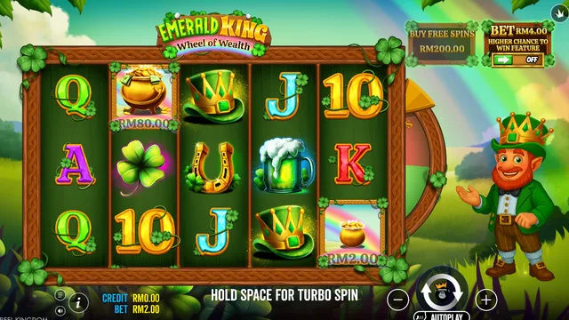 Skrin permainan Emerald King - Wheel of Wealth di Pragmatic Play BolehSpin