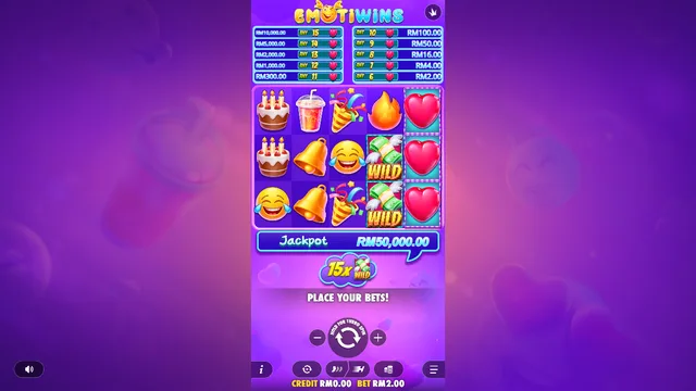 Skrin permainan Emotiwins di Pragmatic Play BolehSpin