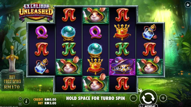 Excalibur Unleashed game screen on Pragmatic Play at BolehSpin