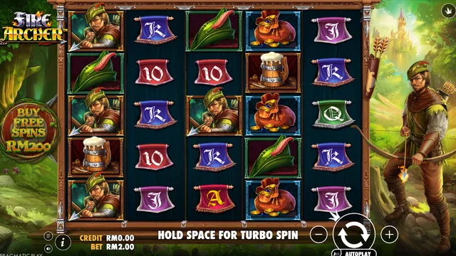 Skrin permainan Fire Archer di Pragmatic Play BolehSpin