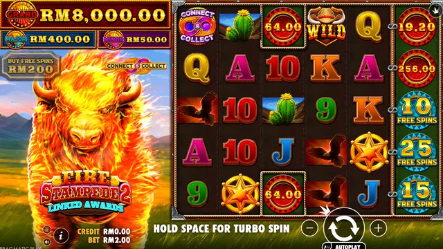 Fire Stampede 2 game screen on Pragmatic Play at BolehSpin