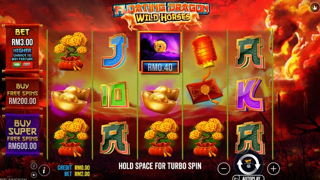 Skrin permainan Floating Dragon Wild Horses di Pragmatic Play BolehSpin