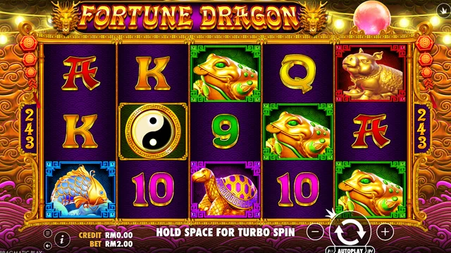 Skrin permainan Fortune Dragon di Pragmatic Play BolehSpin
