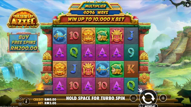 Skrin permainan Fortunes of Aztec di Pragmatic Play BolehSpin