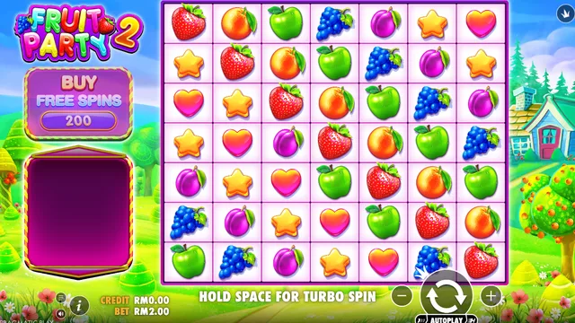 Skrin permainan Fruit Party 2 di Pragmatic Play BolehSpin