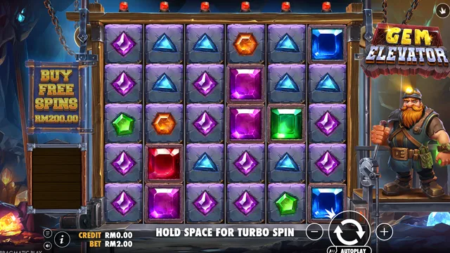 Gem Elevator game screen on Pragmatic Play at BolehSpin