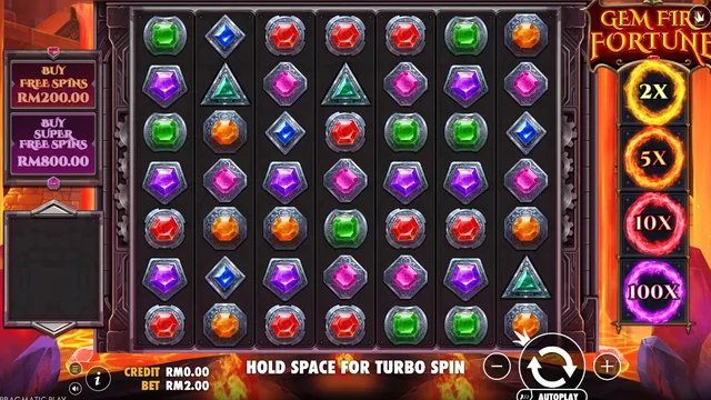 Skrin permainan Gem Fire Fortune di Pragmatic Play BolehSpin