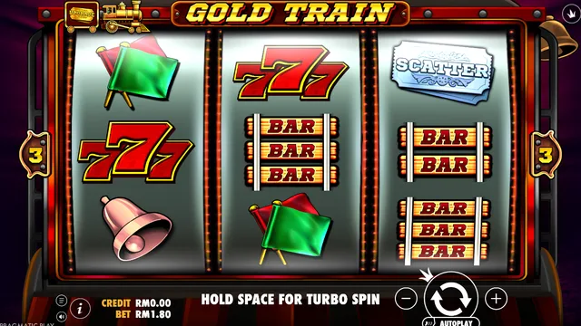 Skrin permainan Gold Train di Pragmatic Play BolehSpin