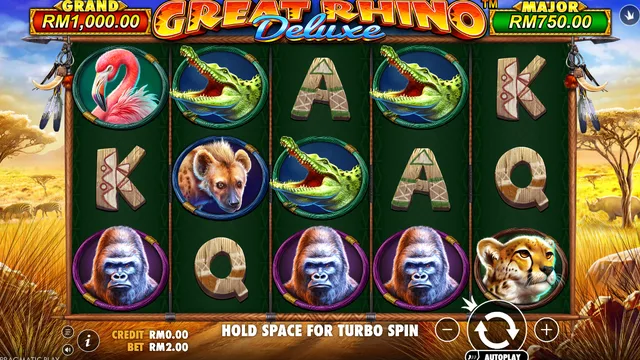Great Rhino Deluxe game screen on Pragmatic Play at BolehSpin