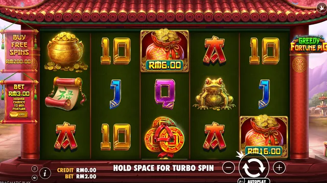 Skrin permainan Greedy Fortune Pig di Pragmatic Play BolehSpin
