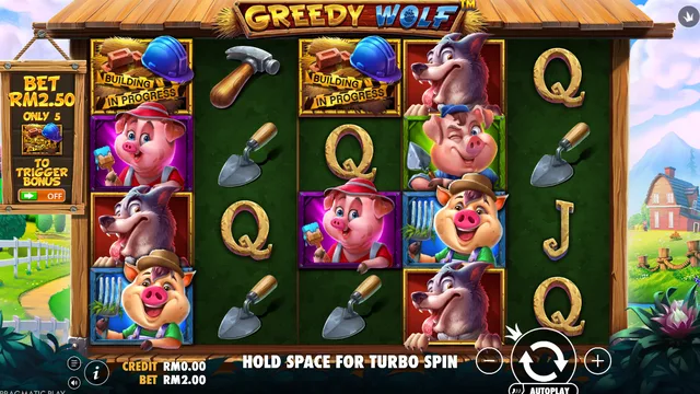 Skrin permainan Greedy Wolf di Pragmatic Play BolehSpin
