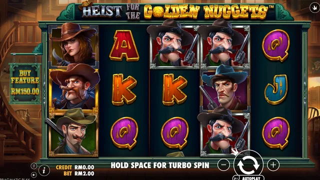 Skrin permainan Heist for the Golden Nuggets di Pragmatic Play BolehSpin
