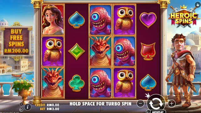Heroic Spins game screen on Pragmatic Play at BolehSpin
