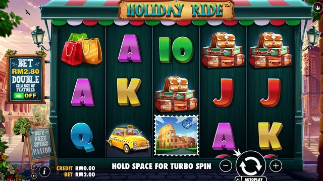 Skrin permainan Holiday Ride di Pragmatic Play BolehSpin