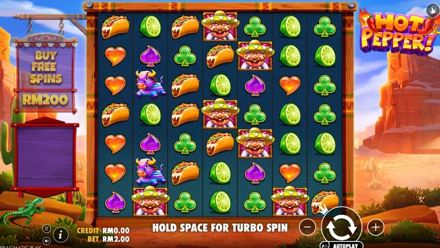 Skrin permainan Hot Pepper di Pragmatic Play BolehSpin
