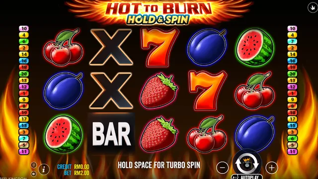 Hot to Burn Hold and Spin game screen on Pragmatic Play at BolehSpin