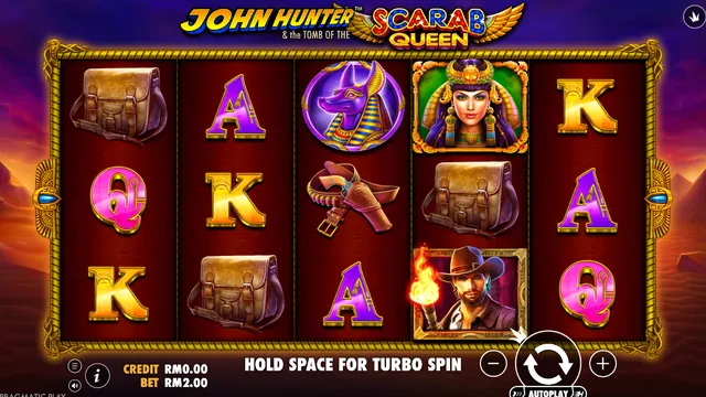 John Hunter and the Tomb of the Scarab Queen game screen on Pragmatic Play at BolehSpin