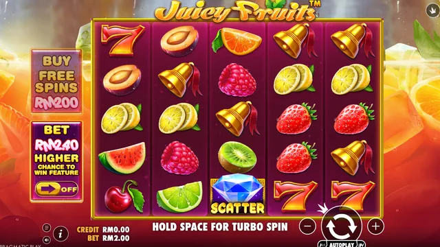 Juicy Fruits game screen on Pragmatic Play at BolehSpin