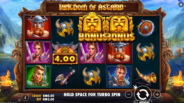 Skrin permainan Kingdom of Asgard di Pragmatic Play BolehSpin