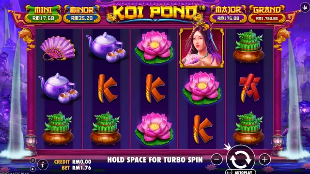Skrin permainan Koi Pond di Pragmatic Play BolehSpin