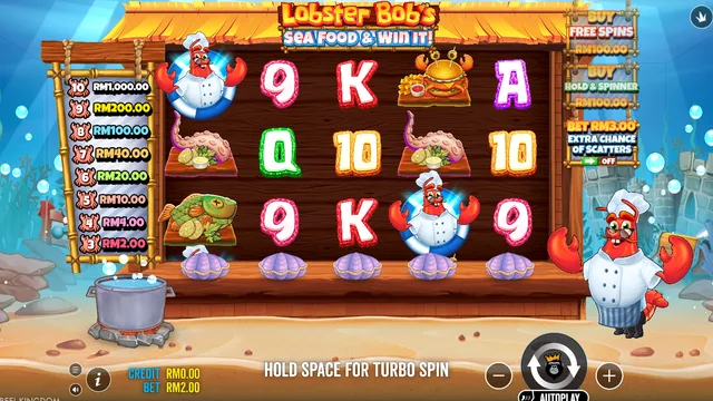 Lobster Bob's Sea Food and Win It game screen on Pragmatic Play at BolehSpin