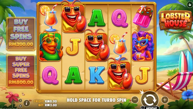 Skrin permainan Lobster House di Pragmatic Play BolehSpin
