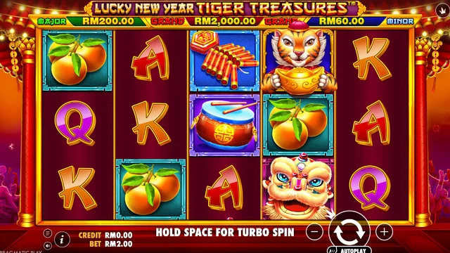 Skrin permainan Lucky New Year - Tiger Treasures di Pragmatic Play BolehSpin