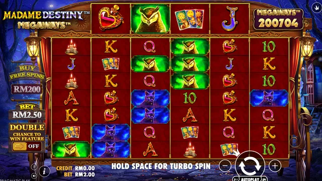 Madame Destiny Megaways game screen on Pragmatic Play at BolehSpin