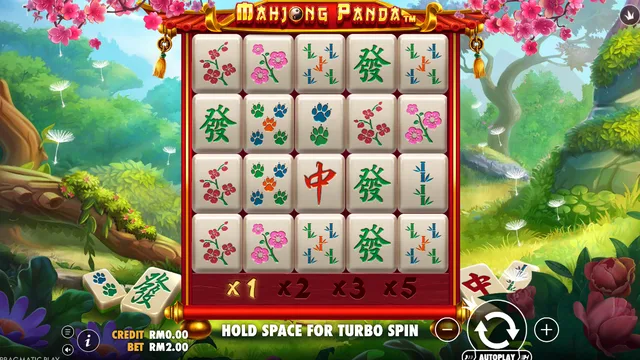 Skrin permainan Mahjong Panda di Pragmatic Play BolehSpin
