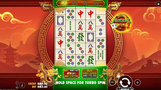 Skrin permainan Mahjong Wins 2 di Pragmatic Play BolehSpin