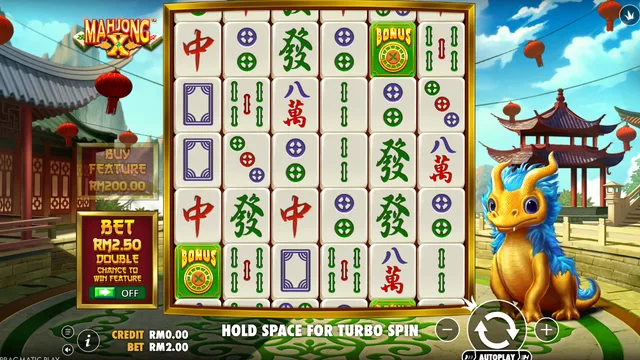 Skrin permainan Mahjong X di Pragmatic Play BolehSpin