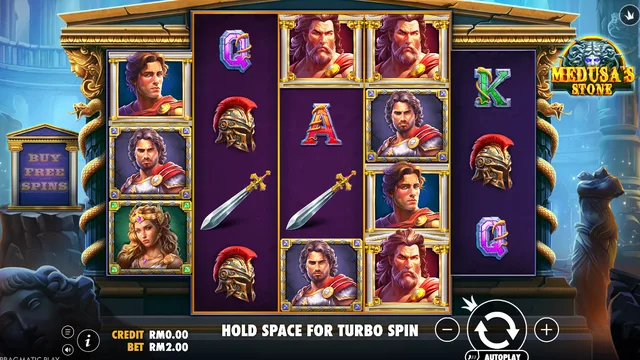 Skrin permainan Medusa's Stone di Pragmatic Play BolehSpin