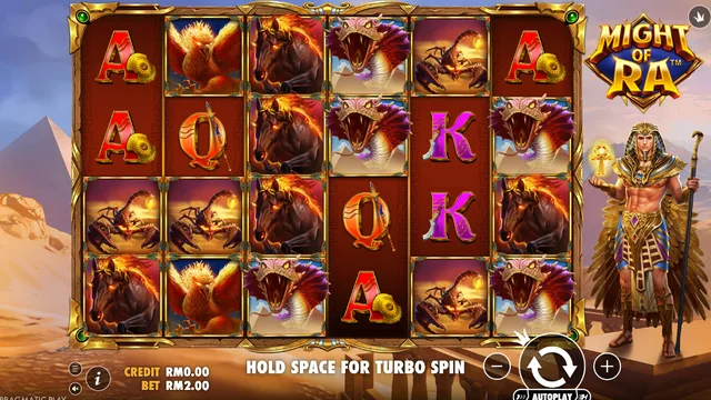 Might of Ra game screen on Pragmatic Play at BolehSpin