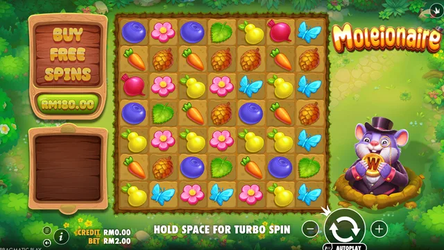 Skrin permainan Moleionaire di Pragmatic Play BolehSpin