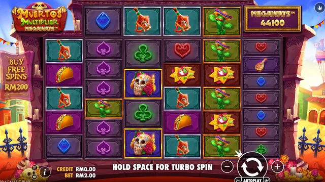 Skrin permainan Muertos Multiplier Megaways di Pragmatic Play BolehSpin