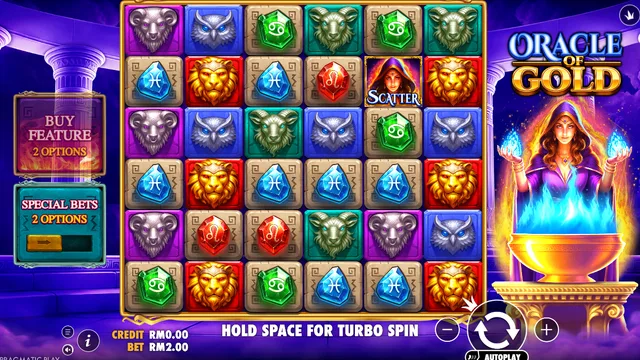Skrin permainan Oracle of Gold di Pragmatic Play BolehSpin