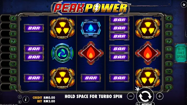 Skrin permainan Peak Power di Pragmatic Play BolehSpin