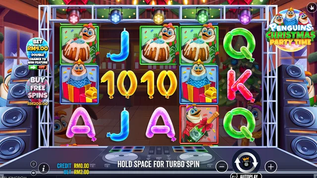 Skrin permainan Penguins Christmas Party Time di Pragmatic Play BolehSpin