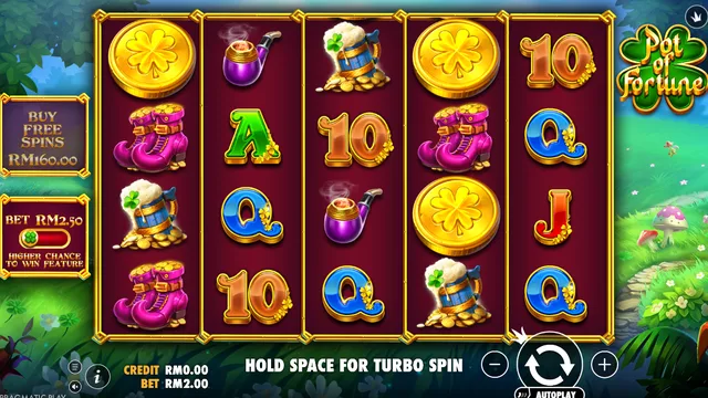 Skrin permainan Pot of Fortune di Pragmatic Play BolehSpin