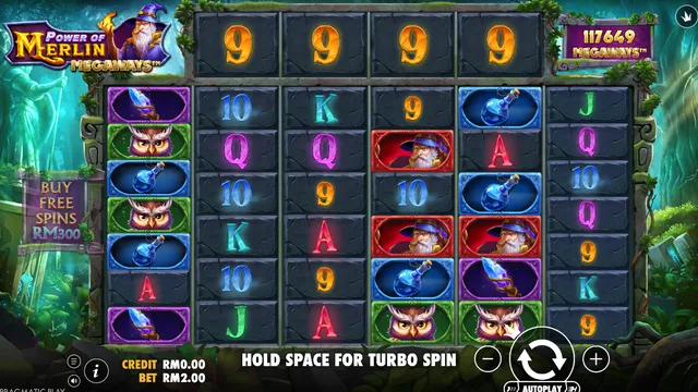 Power of Merlin Megaways game screen on Pragmatic Play at BolehSpin